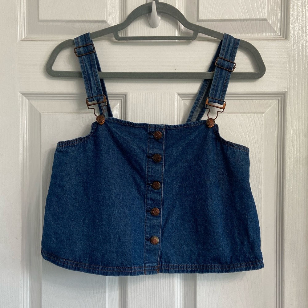 Oat New York Blue Denim Tank Top Cropped Small